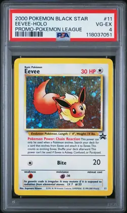 2000 POKEMON PROMO BLACK STAR #11 EEVEE-HOLO PROMO-POKEMON LEAGUE PSA 4 VG-EX - Image 1