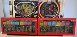Pokemon Prismatic Evolutions Costco 8 Mini-Tin Bundle & Hoopa V & Pikachu V - Image 1