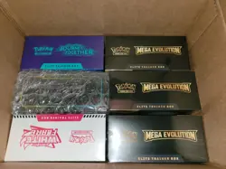 Lot of 6 Sealed Pokemon ETB Boxes Journey To, Mega Evo, White Fl, Paldea Evolved - Image 1