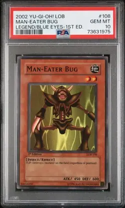 Yu-Gi-Oh! Man Eater Bug LOB-108 1st Edition PSA 10 Gem Mint-Super Rare - Image 1