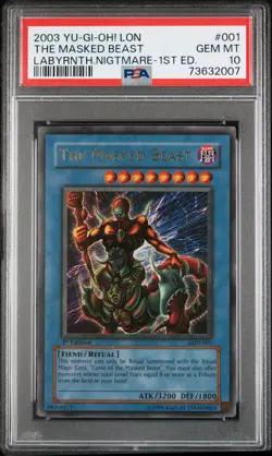 Yu-Gi-Oh! The Masked Beast LON-001 1st Edition PSA 10 Gem Mint-Ultra Rare - Image 1
