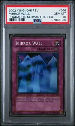 Yu-Gi-Oh! Mirror Wall PSV-016 1st Edition PSA 10 Gem Mint-Super Rare - Image 1