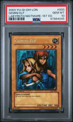 Yu-Gi-Oh! Gemini Elf LON-000 1st Edition PSA 10 Gem Mint-Secret Rare - Image 1