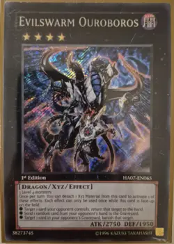 YuGiOh Evilswarm Ouroboros Secret Rare 1st Edition HA07-EN065 - Image 1