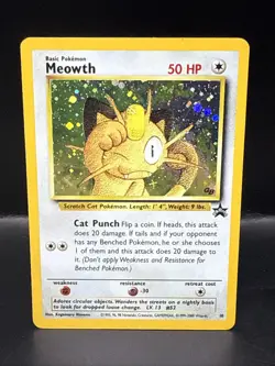 Pokemon TCG Meowth Black Star Promos Holo Card Game Boy A Swirl - Image 2