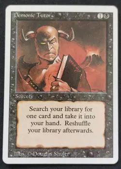 MTG Vintage Oldschool - Demonic Tutor - Revised - Poor (Water damaged) - Image 1