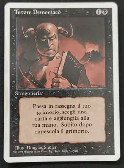 MTG Vintage Oldschool - Demonic Tutor - FWB - VI - Poor (Water damaged) - Image 1