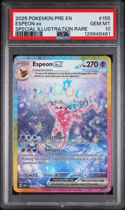 Pokemon 2025 Espeon EX #155 - Prismatic Evolutions SIR 155/131 - Gem Mint PSA 10 - Image 1