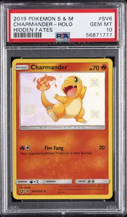 2019 POKEMON SUN & MOON HIDDEN FATES #SV6 CHARMANDER-HOLO PSA 10 - Image 1