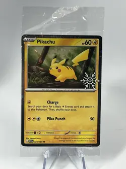 Pikachu 025/165 Pokemon Holiday Calendar 2025 Festive Stamp Cosmo Promo SEALED - Image 1