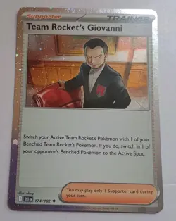Team Rocket's Giovanni 174/182 Destined Rivals Pokemon TCG Near Mint Cosmo Holo - Image 1