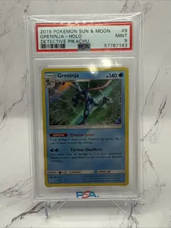 2019 Pokemon Sun & Moon Detective Pikachu 9 Greninja Holo PSA 9 - Image 1