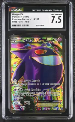 CGC 7.5 Gengar EX 2014 Phantom Forces 114/119 Ultra Rare Holo Pokemon Card - Image 1