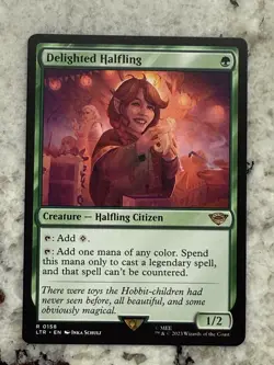 MTG Delighted Halfling 0158 Universes Beyond: LOTR Tales of Middle-Earth NM - Image 1