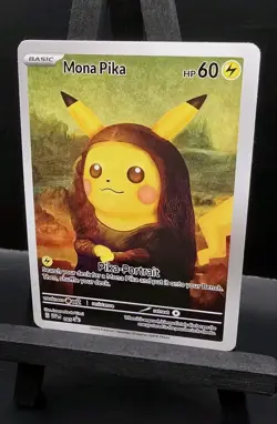 Pokemon Pikachu Van Gogh Art Style Mona Pika Cute Custom Display Card - Image 1