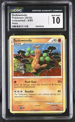 CGC 10 GEM MINT Sudowoodo 2010 Unleashed 9/95 Holo Pokemon Card - Image 1
