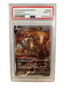 Pokemon Entei V GG36/GG70 Crown Zenith: Galarian Gallery Holo PSA 10 GEM MINT - Image 1