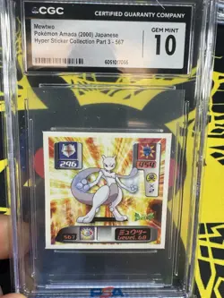 CGC Gem 10 Mewtwo 2000 Hyper Amada Sticker Japanese Pokemon Pop No Higher! - Image 1