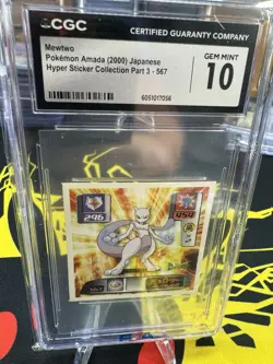 CGC Gem 10 Mewtwo 2000 Hyper Amada Sticker Japanese Pokemon Pop No Higher! - Image 2