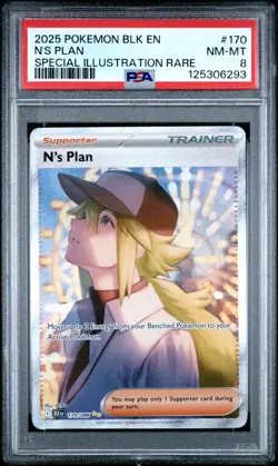 2025 POKEMON BLK EN-BLACK BOLT SPECIAL ILLUSTRATION RARE #170 N'S PLAN PSA 8 - Image 1