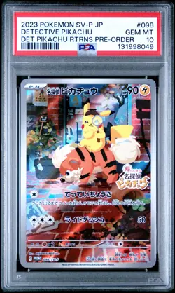 2023 POKEMON JPN SV-P PROMO #098 DETECTIVE PIKACHU PSA 10 - Image 1