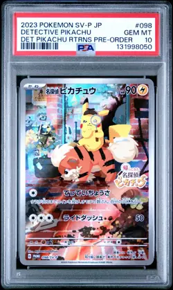 2023 POKEMON JPN SV-P PROMO #098 DETECTIVE PIKACHU PSA 10 - Image 3