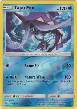 Pokemon - Tapu Fini - 53/236 - Rare - Reverse Holo - Sun & Moon Unified Minds - - Image 1