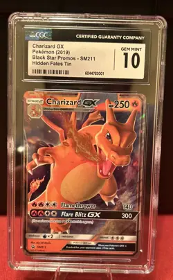 NEW CGC 10 GEM 2019 Pokemon Charizard GX Black Star Hidden Fates Tins SM211 9004 - Image 1