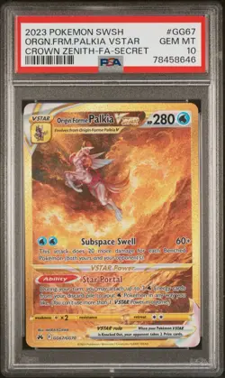 PSA 10 Origin Forme Palkia VSTAR GG67 Pokemon Crown Zenith Secret Gold Alt Art - Image 1