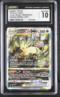CGC 10 Leafeon VSTAR Crown Zenith GG35/GG70 Galarian Gallery Pokemon Card - Image 1