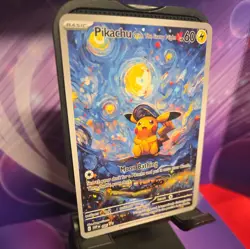 Pokemon Pikachu Starry Night Van Gogh Beautiful Moon ACG Star Trading Card - NM - Image 2
