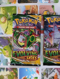 Pokemon TCG Evolving Skies Booster Pack Lot 4 packs Full Art Set Factory Sealed - Image 2
