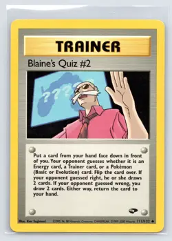 Trainer Blaine's Quiz #2 111/132 Gym Challenge Unlimited WotC 2000 Pokemon - Image 1