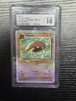 2002 POKEMON LEGENDARY COLLECTION #48 KABUTO-REVERSE FOIL CGC 10 - Image 1