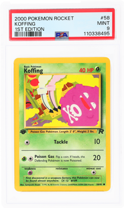 2000 Pokemon Team Rocket Koffing 1st Edition #58 PSA 9 - Image 1