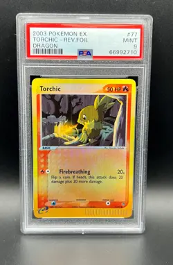 Pokemon PSA 9 MINT Torchic 77/97 EX Dragon Reverse Holofoil 2003 E Reader S#2710 - Image 1