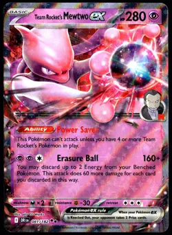 Pokemon TCG Team Rocket's Mewtwo ex 081/182 Destined Rivals Double Rare - NM - Image 1