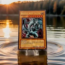 Yugioh Blue-Eyes White Dragon LOB-001 Ultra Rare Original Print 2002 - Image 1
