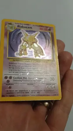 Pokemon TCG Alakazam Base Set Holo Card 1/102 HEAVY PLAYED - Image 2