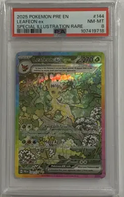 Pokemon 2025 Pre en Special Illustration Rare #144 Leafeon EX NM Mint PSA 8 - Image 1