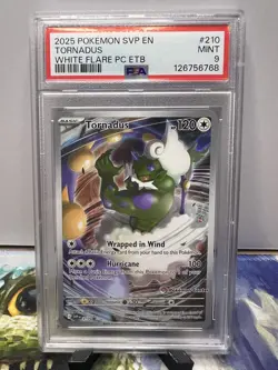 2025 POKEMON SVP WHITE FLARE POKEMON CENTER ETB PROMO #210 TORNADUS PSA 9 - Image 1