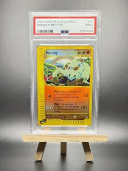 2002 POKEMON MANKEY REVERSE REV HOLO FOIL #92 E-SERIES AQUAPOLIS PSA 9 WOTC - Image 1