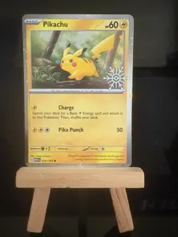 PIKACHU - (Holiday Calendar) 025/165 Stamped NM - Cosmos Holo - Pokemon TCG Card - Image 1