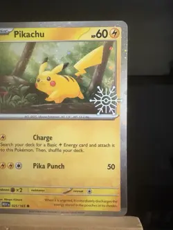 PIKACHU - (Holiday Calendar) 025/165 Stamped NM - Cosmos Holo - Pokemon TCG Card - Image 3