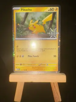 PIKACHU - (Holiday Calendar) 025/165 Stamped NM - Cosmos Holo - Pokemon TCG Card - Image 4