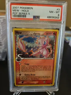 2007 Pokemon Mew Holo P5 Pop Series 5 Inverted Back Error PSA 8 - Image 1
