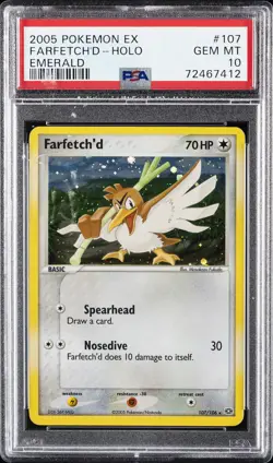 2005 POKEMON EX EMERALD #107 FARFETCH'D-HOLO PSA 10 - Image 1