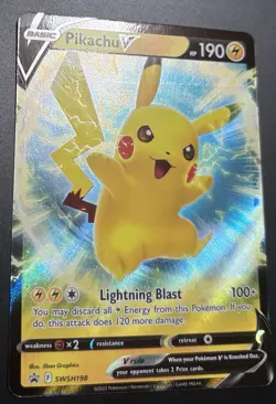 Pokemon Pikachu V SWSH198 Sword & Shield Black Star Promo Holo Rare M/NM - Image 2