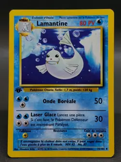 Pokemon LAMANTINE 25/102 - 1st Edition FRENCH Base Set Dewgong Uncommon - Image 1