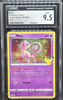 Pokemon Mew 011/025 Celebrations 25th Anniversary Holo Low Pop CGC 9.5 Not PSA - Image 1